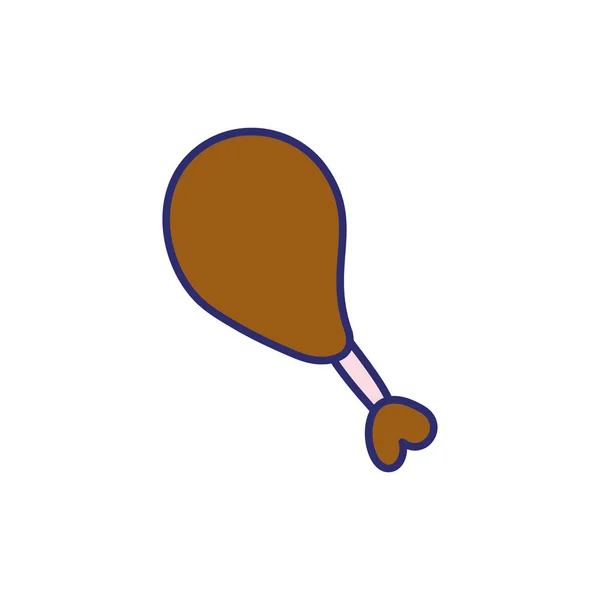 Carne de muslo de pollo aislado icono — Vector de stock