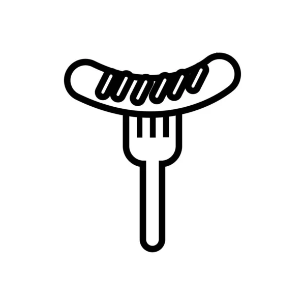 Delicioso salchicha en la línea de tenedor icono de estilo — Vector de stock