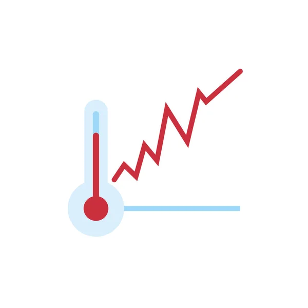 Θερμοκρασία θερμόμετρου με στατιστικά γραφικά επίπεδη στυλ — Διανυσματικό Αρχείο