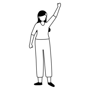 cute young woman with hand up character