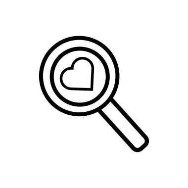 happy valentines day magnifying glass with heart line style