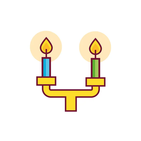 Candles in chandelier line and fill style icon — 图库矢量图片