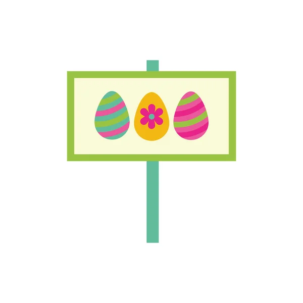 Ovos de páscoa pintados em estilo plano etiqueta — Vetor de Stock