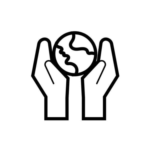 Руки зі світовим стилем планети Земля лінії — стоковий вектор