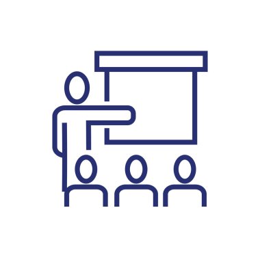 business people avatars teaching with paperboard