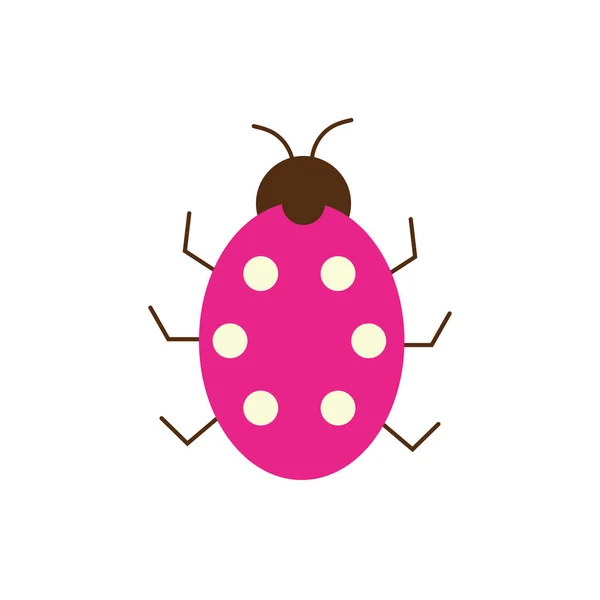 Cute ladybug spring insect flat style — ストックベクタ