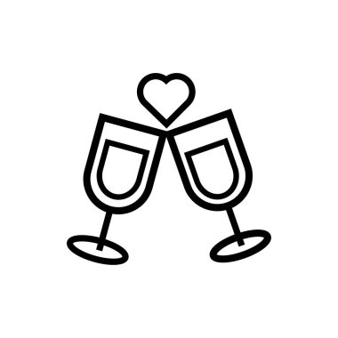 Mutlu sevgililer günü kupaları, kalp çizgisi tarzında.