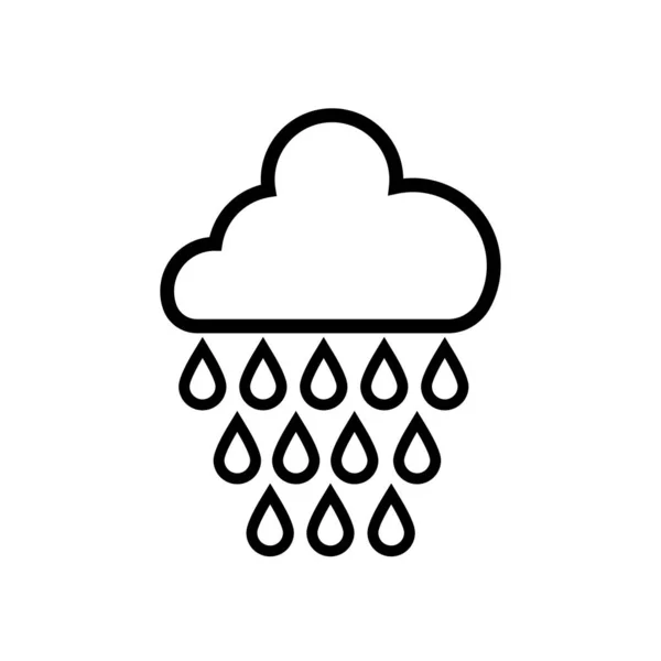 Nuages pluvieux avec gouttes style ligne — Image vectorielle