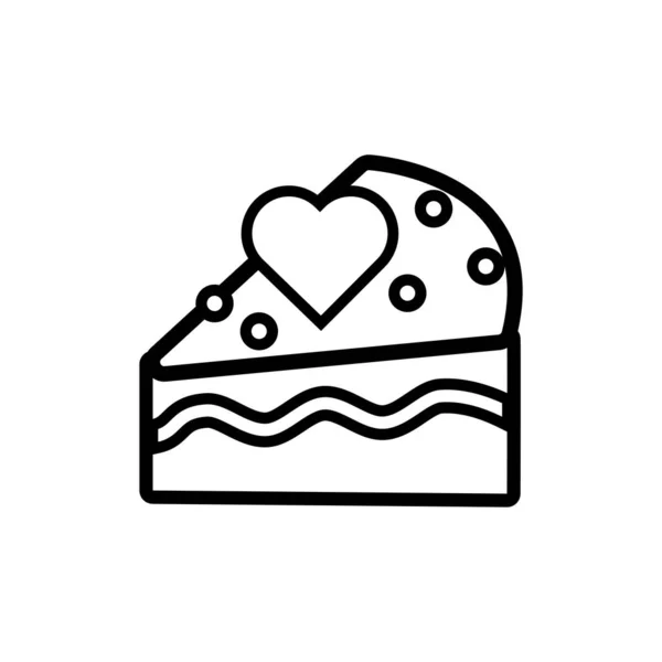 Счастливый день валентинки сладкий торт с сердечной линией стиля — стоковый вектор