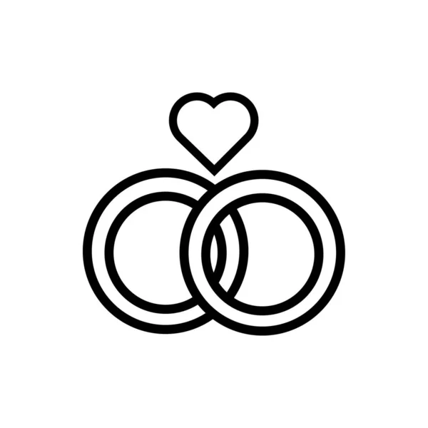 Gelukkig Valentijnsdag hart in voorstel ringen lijn stijl — Stockvector