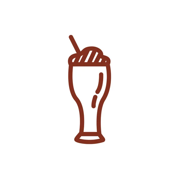 Ice coffee in cup drink line style icon — Stock Vector