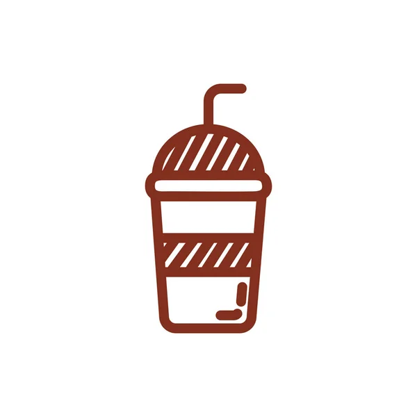 Bebida de café em estilo de linha recipiente plástico — Vetor de Stock