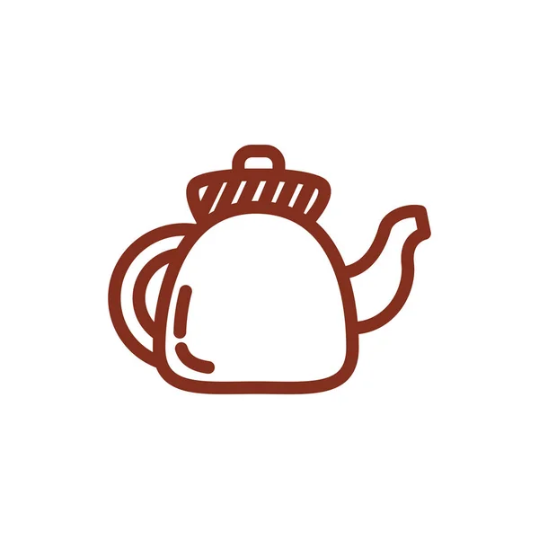 Coffee in teapot drink line style icon — ストックベクタ