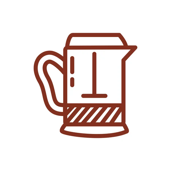Café chaleira bebida linha estilo ícone — Vetor de Stock