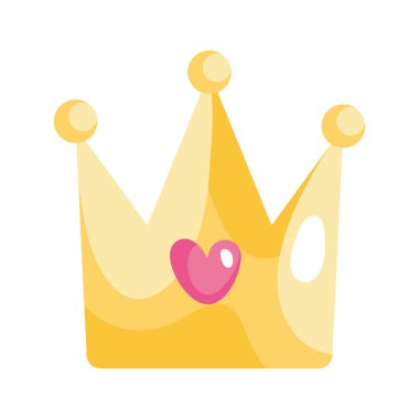 cute crown with heart isolated icon
