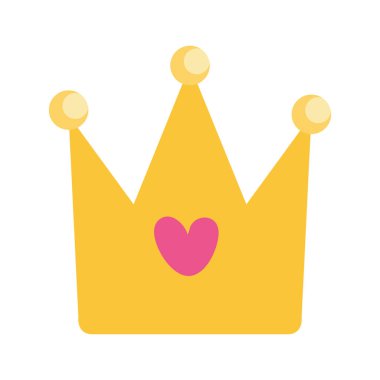 cute crown with heart isolated icon
