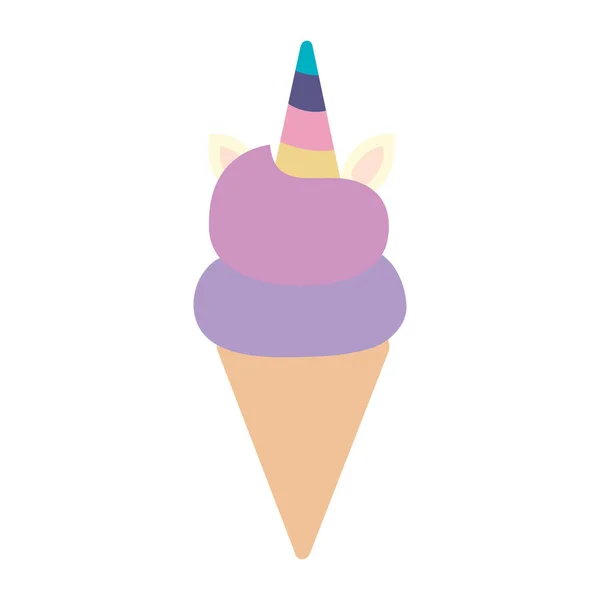 Cute unicorn ice cream isolated icon — 图库矢量图片