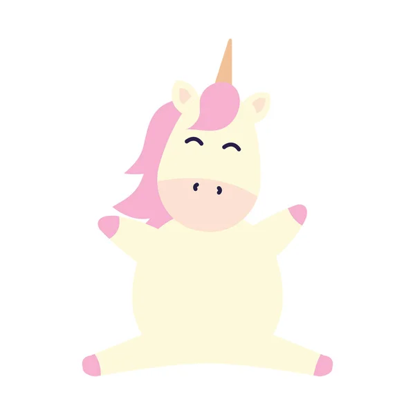 Cute unicorn fantasi ikon terisolasi - Stok Vektor