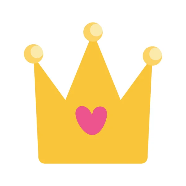 Cute crown with heart isolated icon — 스톡 벡터