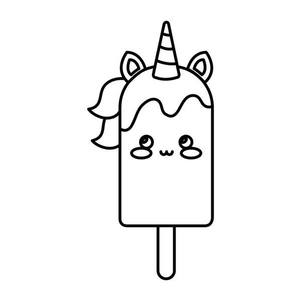Es krim unicorn yang lucu di ikon terisolasi - Stok Vektor