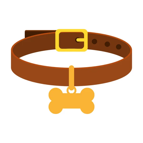 Halsband voor hond met been geïsoleerd icoon — Stockvector