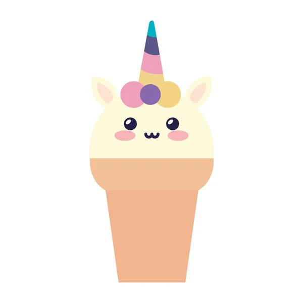 Cute unicorn ice cream isolated icon — Stockvektor