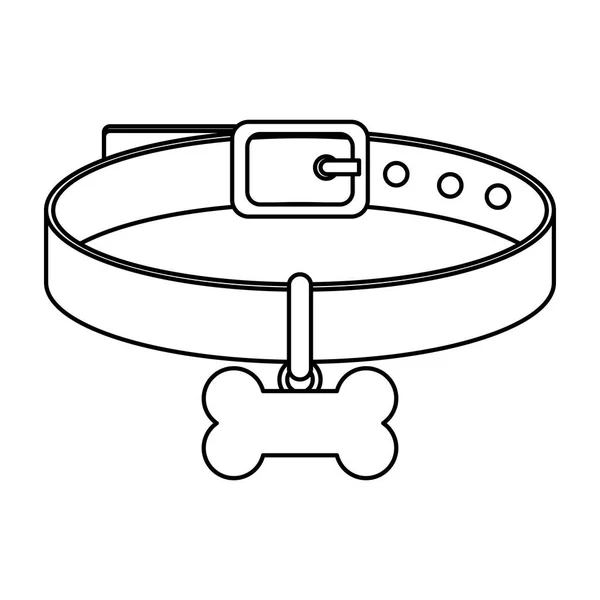 Collar para perro con hueso aislado icono — Vector de stock