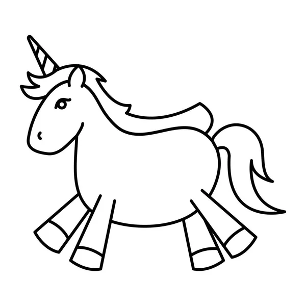 Cute unicorn fantasi ikon terisolasi - Stok Vektor