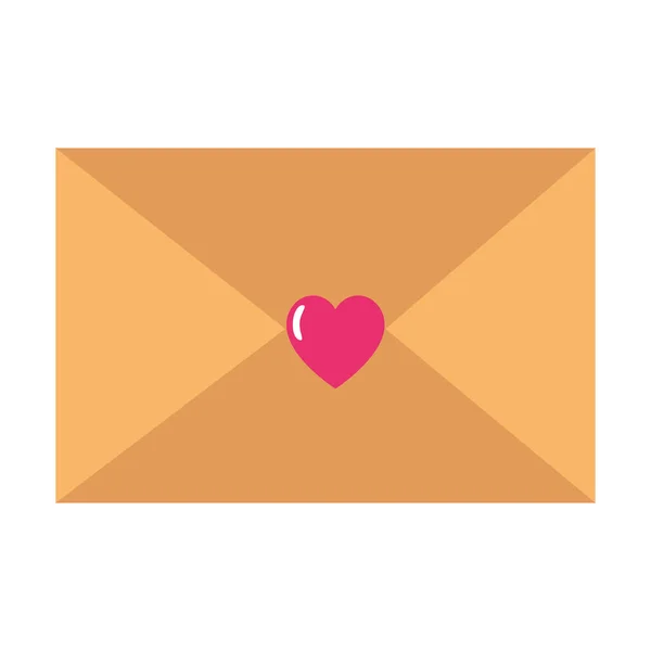 Enveloppe mignonne avec icône isolée coeur — Image vectorielle