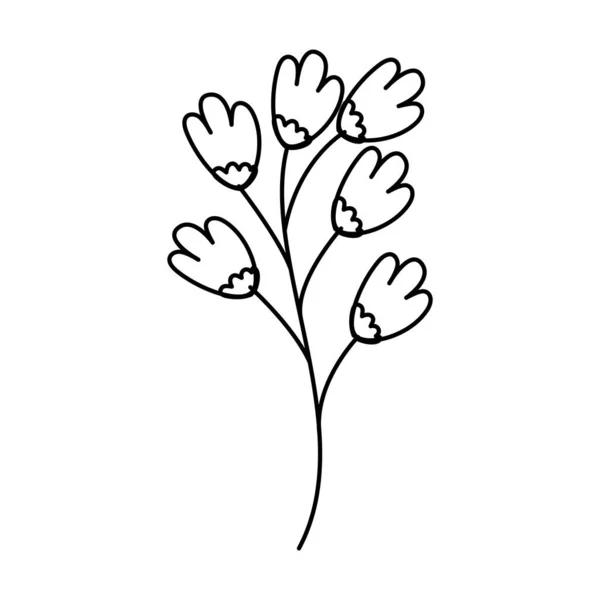 Ág virág vonal stílus ikon — Stock Vector