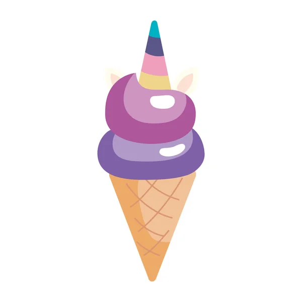 Cute unicorn ice cream isolated icon — 스톡 벡터