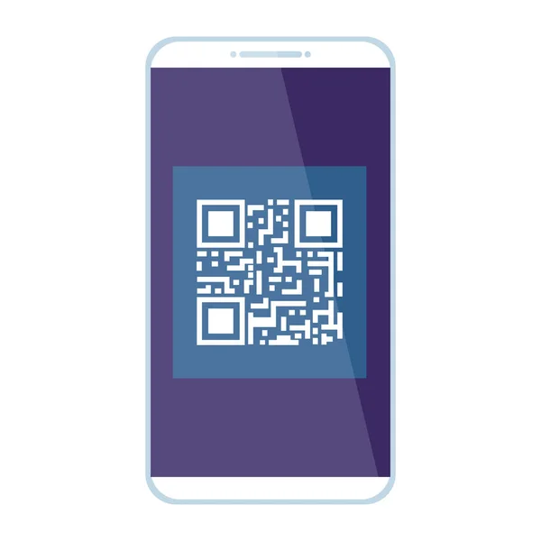 Dispositivo de smartphone com código de varredura qr —  Vetores de Stock