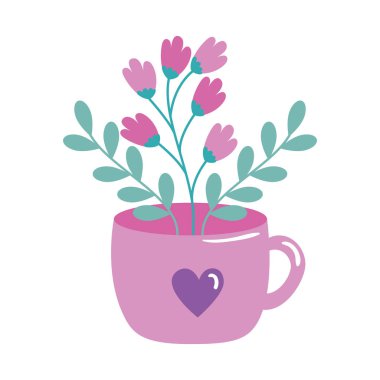 kupa seramiği ve çiçekli dallar