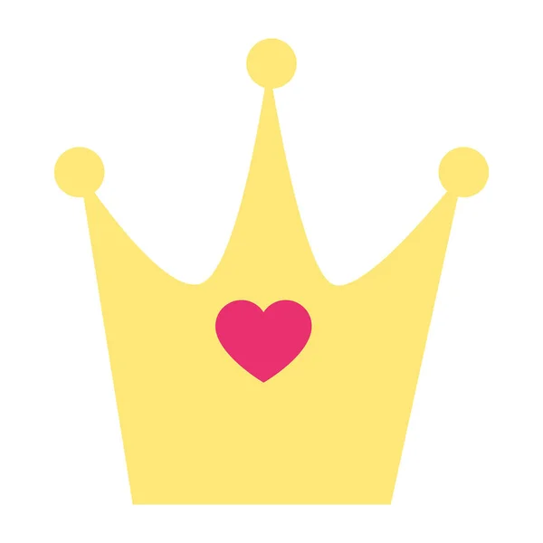 Cute crown with heart isolated icon — Stock Vector