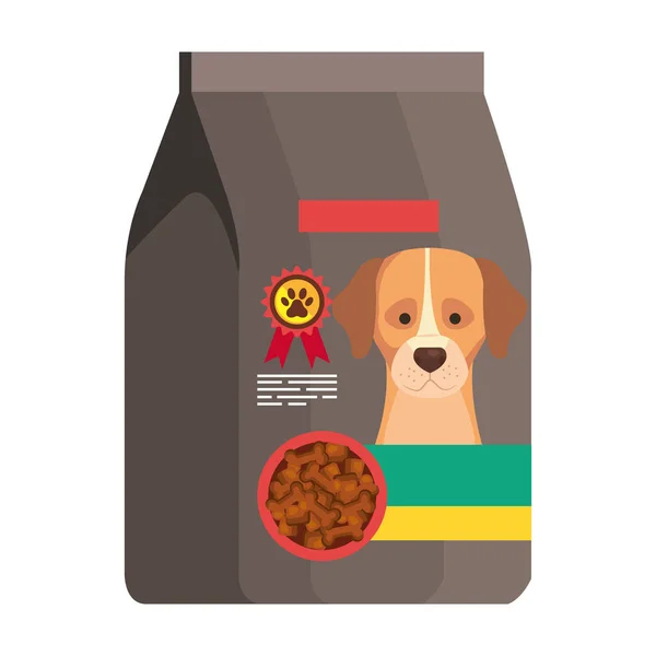 Jídlo pro psa v tašce izolované ikony — Stockový vektor