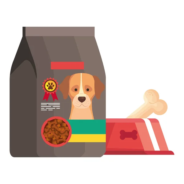 개를 분리 한 아이콘을 위한 음식 가방 과 요리 — 스톡 벡터