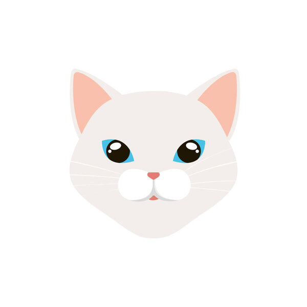 face of cat white isolated icon