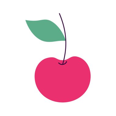 cute and fresh cherry with leaf