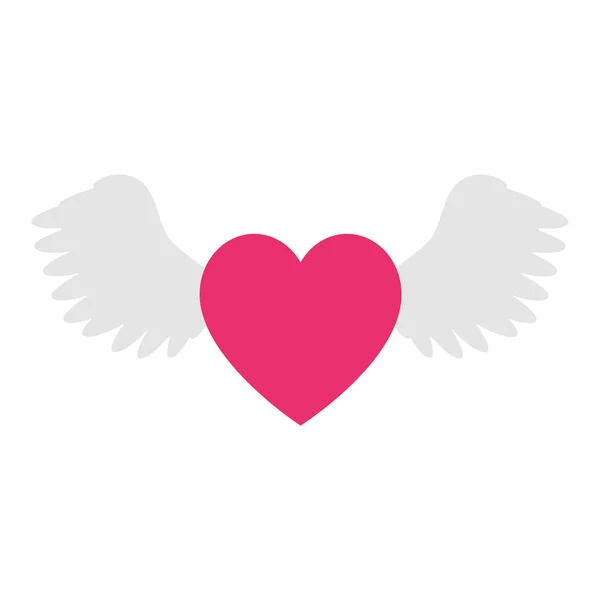 Cute heart with wings isolated icon — ストックベクタ