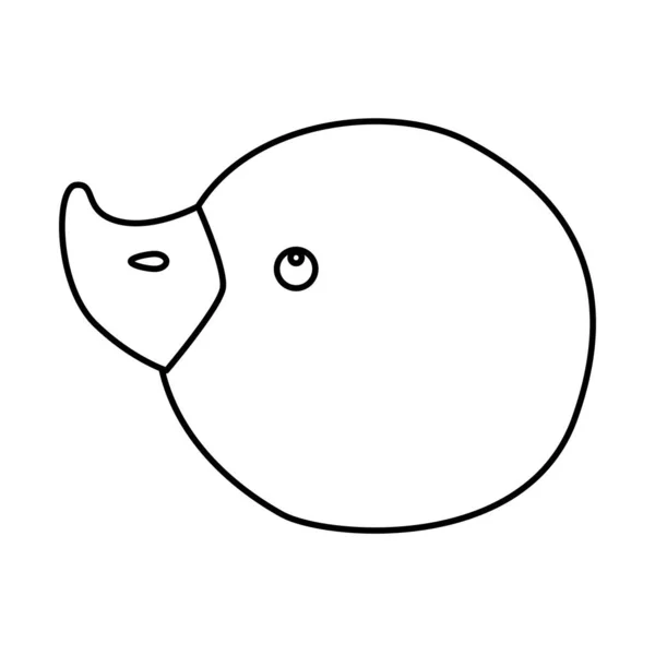 Visage de mignon canard ligne en caoutchouc icône de style — Image vectorielle