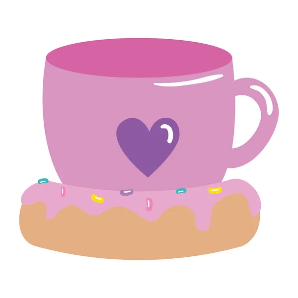 Cup ceramic with delicious cake — Stockvector