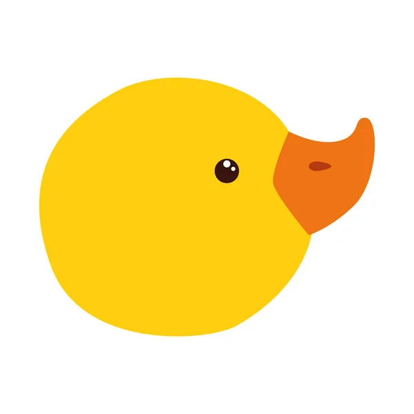 Face of cute duck rubber toy isolated icon — Stok Vektör