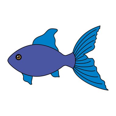 Şirin balık hayvan izole edilmiş simgesi