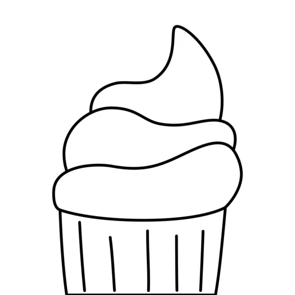 Carino e delizioso icona stile linea cupcake — Vettoriale Stock