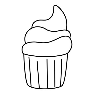 Şirin ve lezzetli cupcake çizgisi tarzı simge
