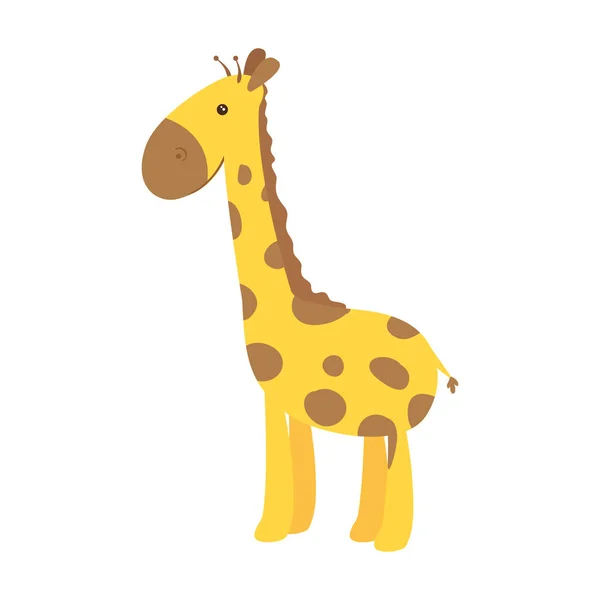 Roztomilý žirafa zvíře izolované ikona — Stockový vektor