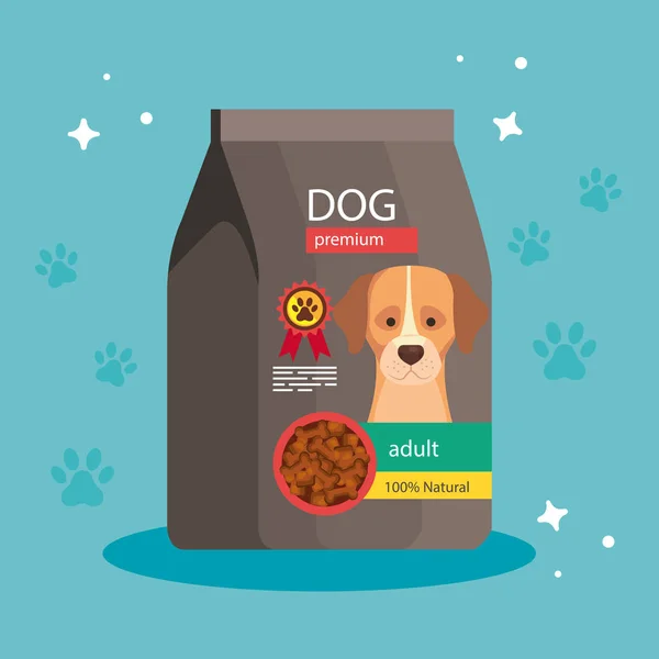 Voedselkwaliteit voor hond in zak — Stockvector