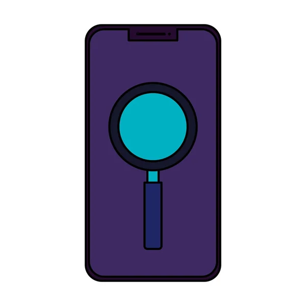 Smartphone con lupa icono aislado — Archivo Imágenes Vectoriales