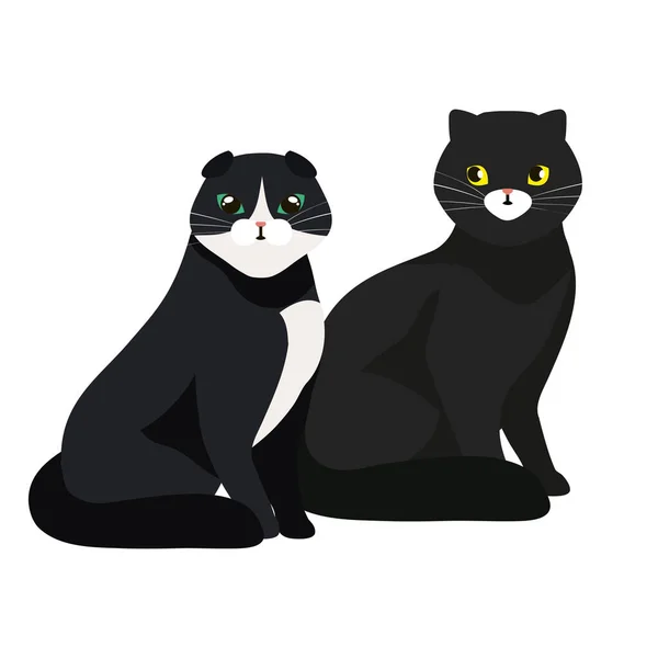 Grupo de gatos animales aislados icono — Archivo Imágenes Vectoriales