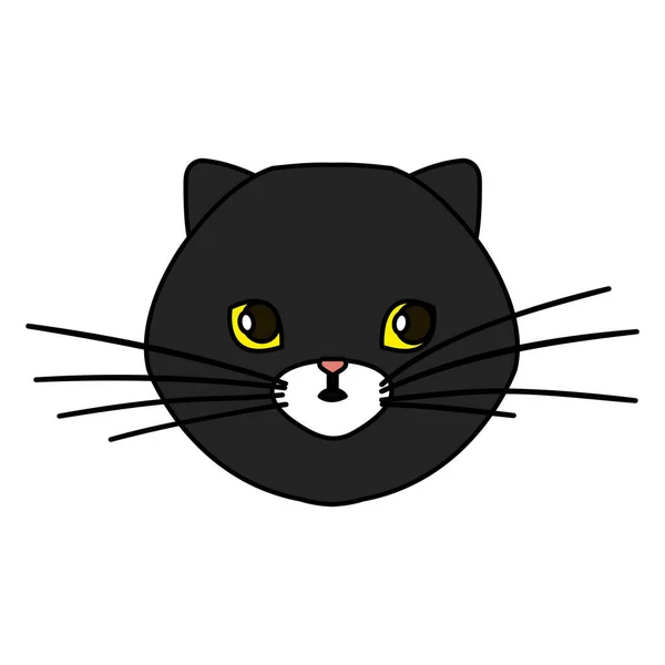 猫脸黑色孤立图标 — 图库矢量图片